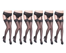 6-Piece Sexy Lady Beileise Top Thigh High Stockings Belt Garter Suspender USA