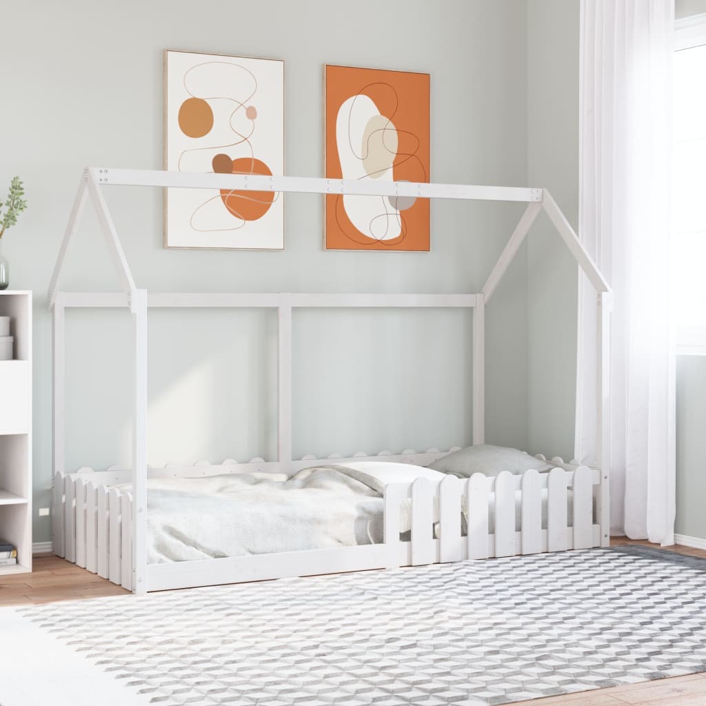 Giroletto Casetta Bambini Bianco 90x190 cm Legno Massello Pino 2805558