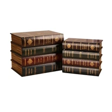 Decorative Vintage Book Box Wooden Antique Storage Box, 2 Pack Invisible Faux...