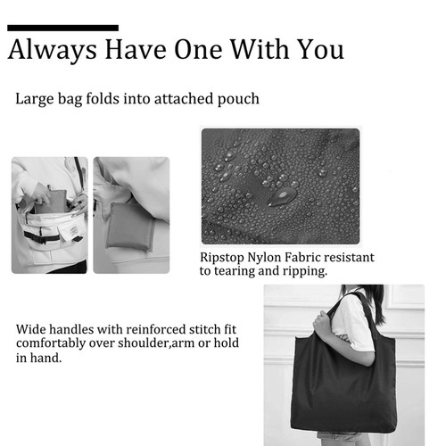 Portable Shopping Bag Travel Grocery Tote for Women Reusable Foldable - Picture 8 of 12