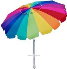 7.5ft Rainbow Beach Umbrella with Tilt Air Vent UPF 50 Durable and Portable