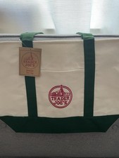 Trader Joe's Large Canvas Tote Bag Limited Edition Green -New w Tags