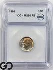 1964 Roosevelt Dime, Full Bands, ICG MS 66 FB ** Nice Toning!
