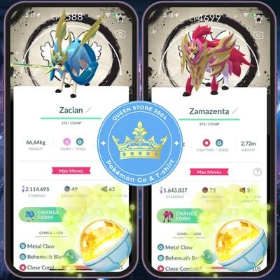 Shiny Crowned Forms : Zacian & Zamazenta —Level 50 3 Moves—Background—Digital♻️