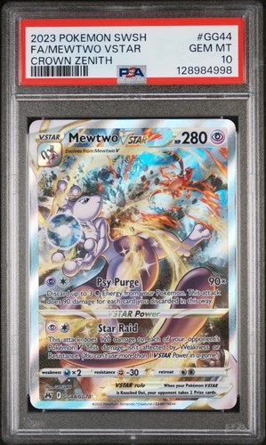 2023 POKEMON SWORD & SHIELD CROWN ZENITH #GG44 FULL ART/MEWTWO VSTAR PSA 10
