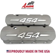 Big Block Chevy 454 Tall Valve Covers - Raised Logo - Bead Blast - Ansen USA