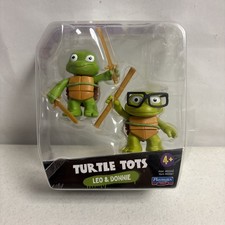 TMNT Mutant Mayhem Turtle Tots Leo & Donnie Action Figures New In Open Pkg
