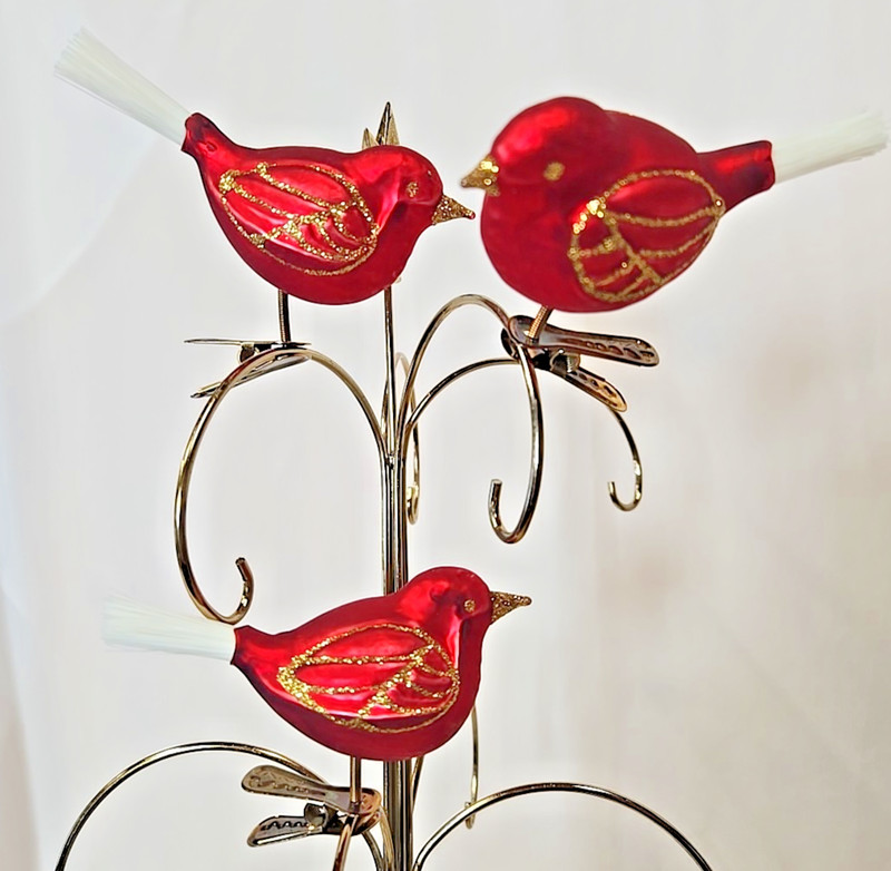lot 3 blown Glass Bird Christmas Tree Clip On Ornaments