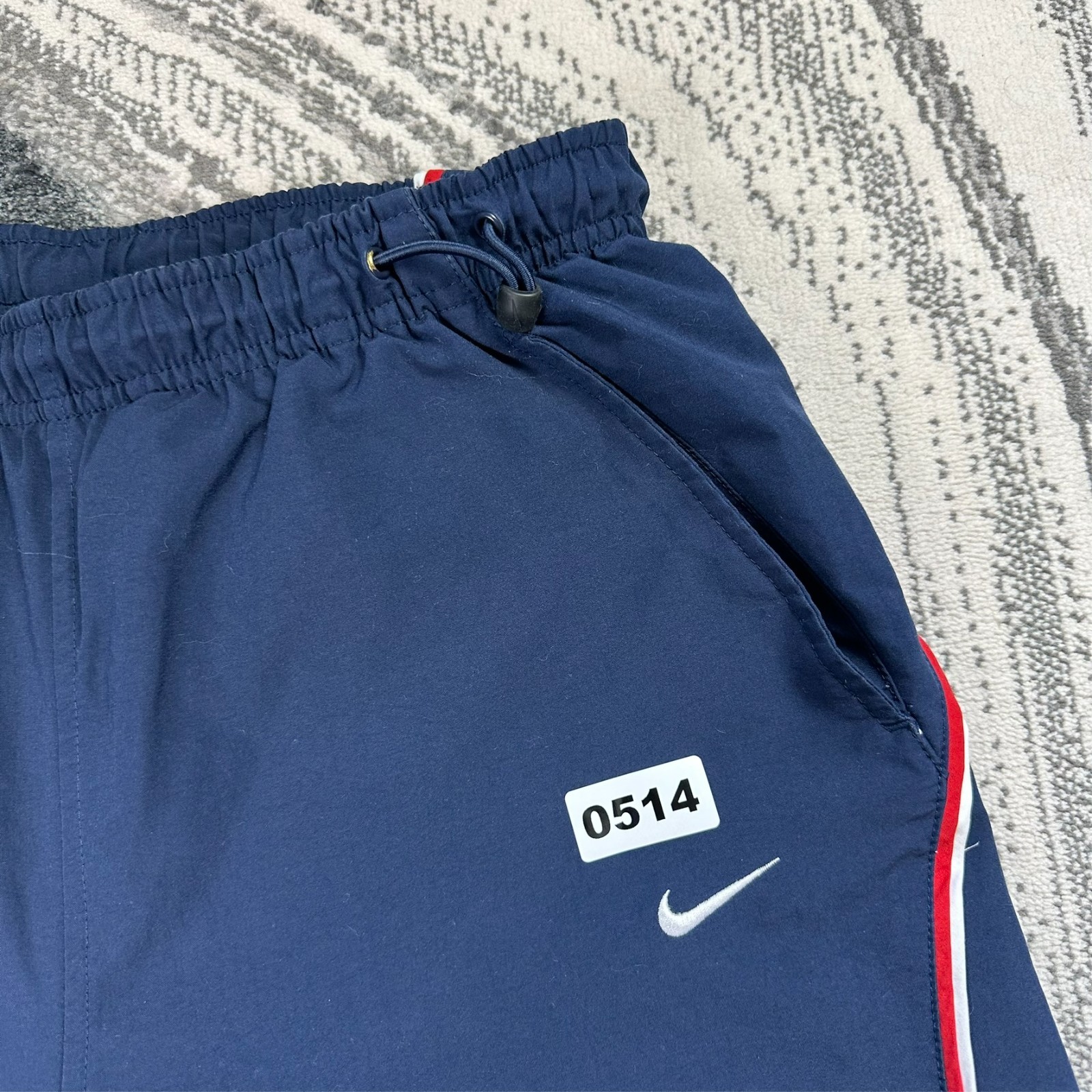 Vintage Nike 2000's Y2K Wide Leg Baggy Navy Red Sz Small Shell Tracksuit Bottoms image 2