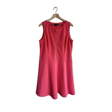 Lauren Ralph Lauren Dress Womens 16 Pink Zipper Front Fit Flare Sleeveless Pink