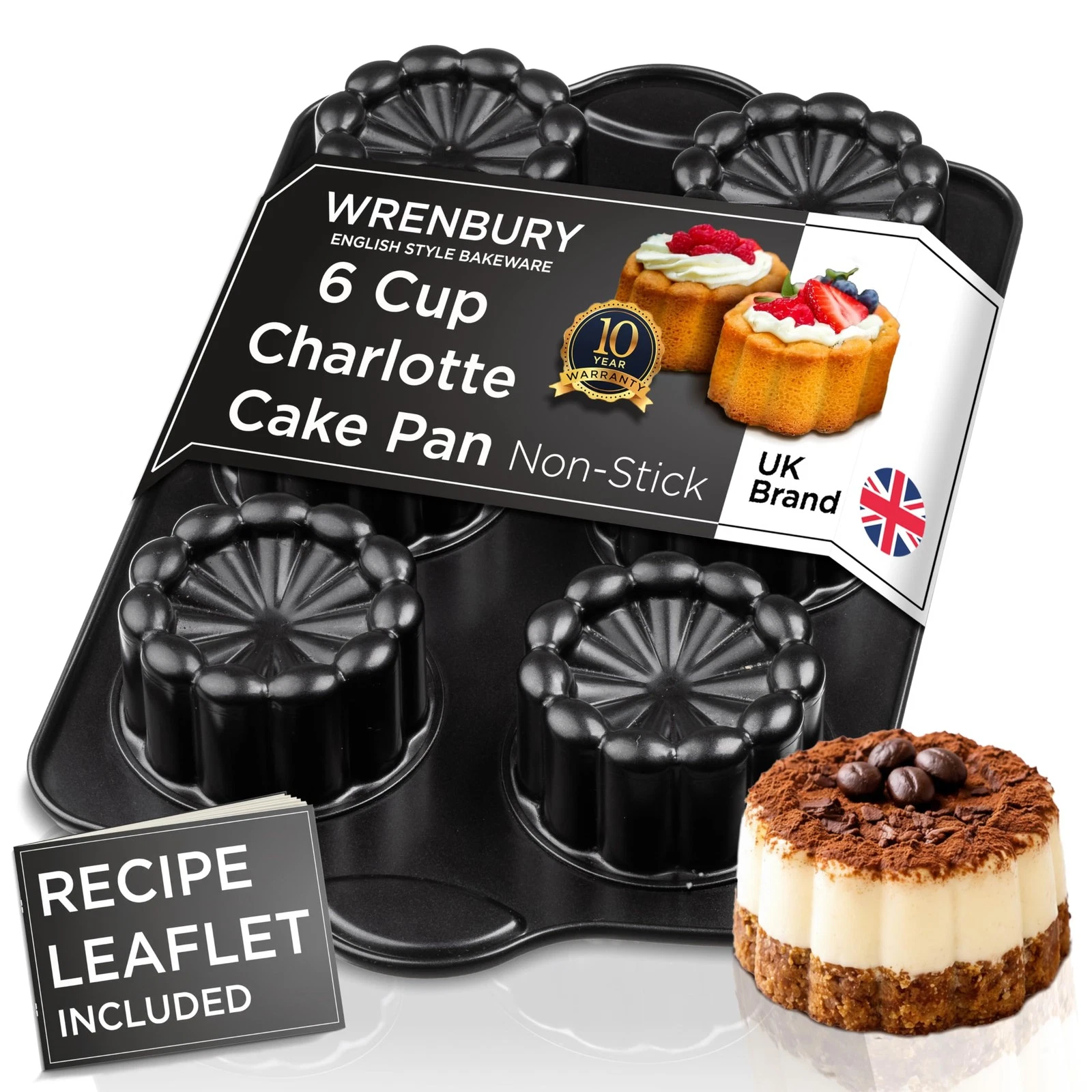 Mini Charlotte Cake Pan - Non-Stick & Food Safe, 6-Cup Fluted Mold, Includes ...
Opens in a new wind