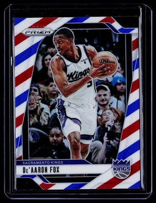 2024-25 Panini Prizm #58 De'Aaron Fox Prizms Red White and Blue