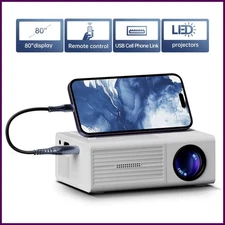 Mini Projector Bundle 720P HD LED Home Theater with Remote & AV Cable