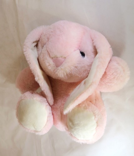 KellyToy Bunny Rabbit Plush Pink White Stuffed Rattle Crinkle Ears Sensory Toy - Picture 6 of 6