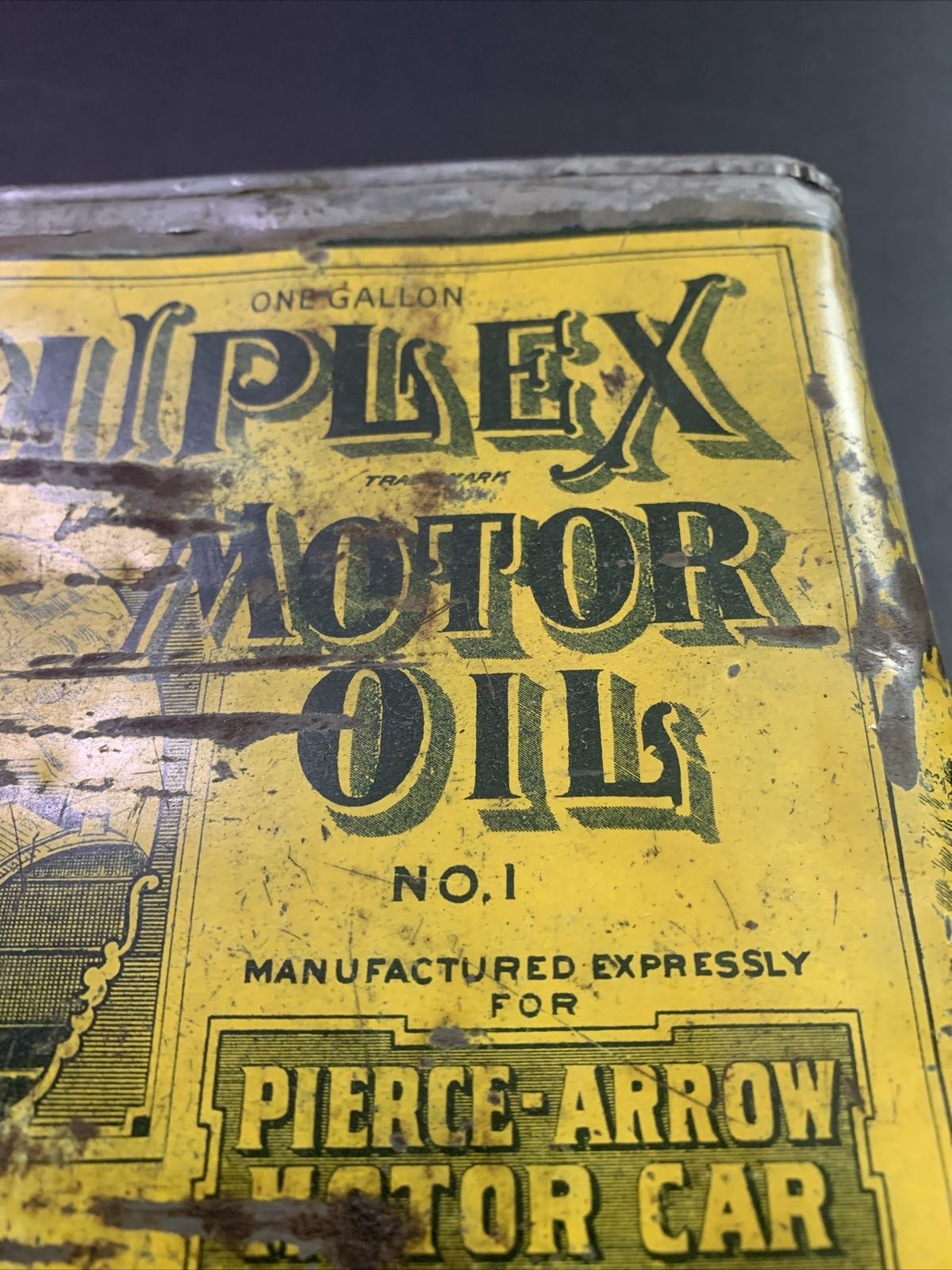 Antique RARE Pierce Arrow Graphic Enterprise Oil One Gallon Oil Can