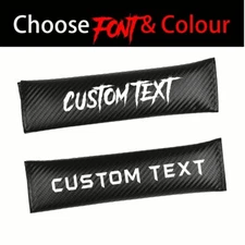 Customized Text 2Pcs Carbon Fiber Car Seat Belt Cover Shoulder Cushion Pad
