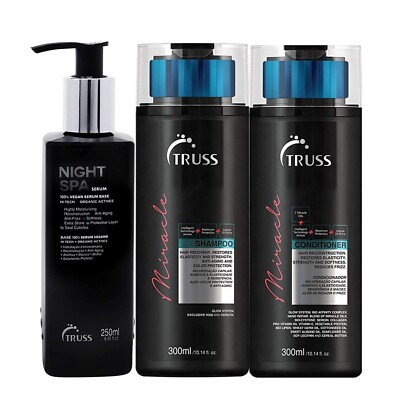 Truss Night Spa Hair Serum Overnight with Miracle Shampoo and Conditioner Bundle