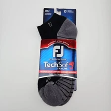 Footjoy 1 Pair TechSof Tour Low Cut Sport Socks Men's Sizes 7-12 Black Gray