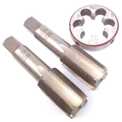 HSS M22 x 1mm Taper & Plug Tap & M22 x 1mm Die Metric Thread Right Hand ...