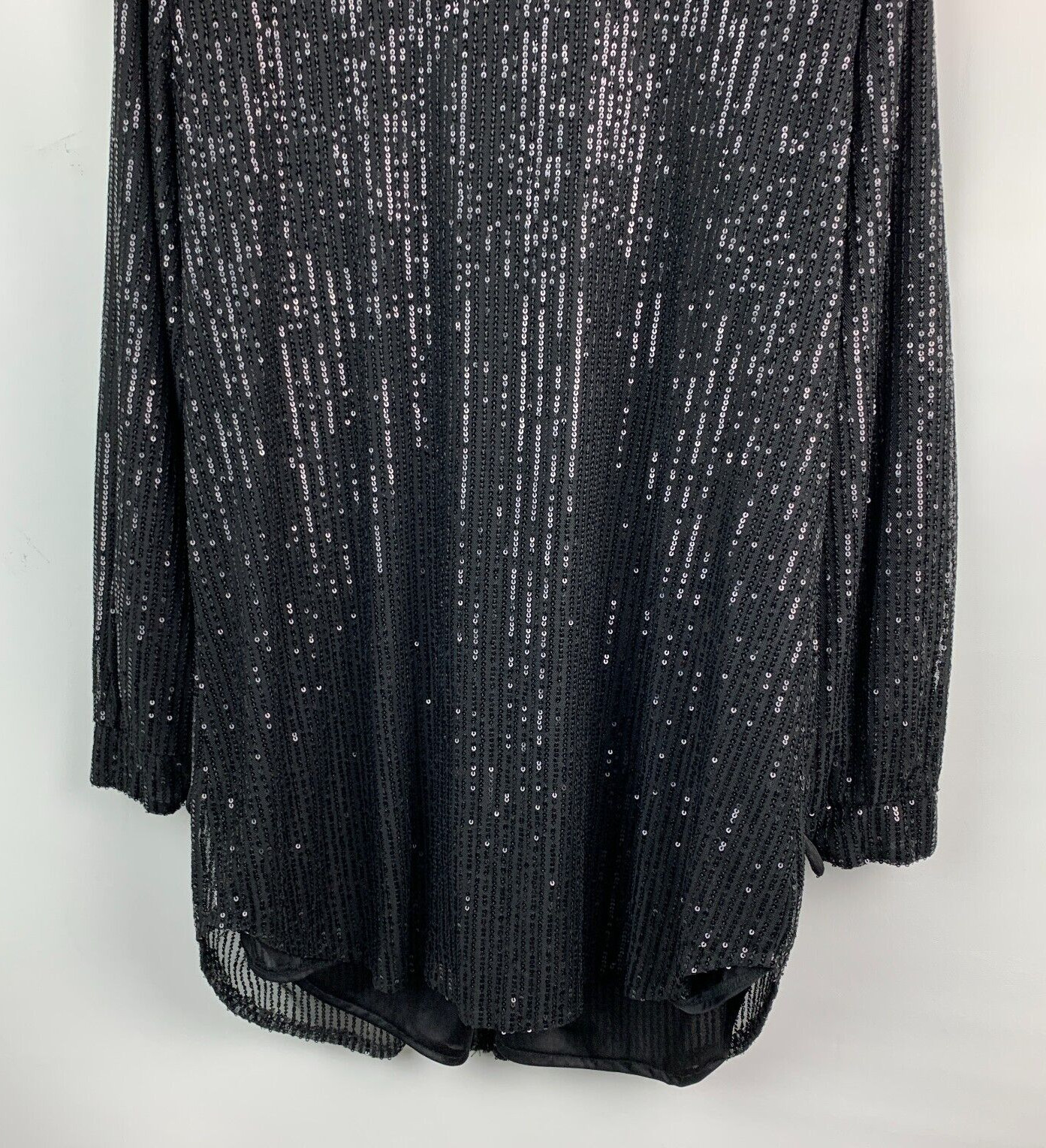 Unbranded Jacket Black Sequin Collared Buttons Lo… - image 8