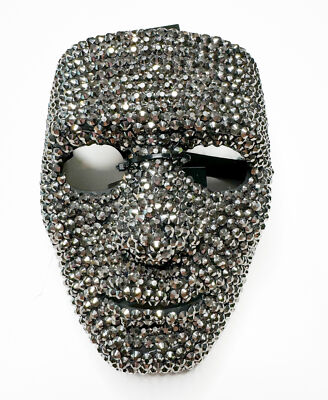 Silver Rhinestone Bling Blank Adult Face Mask Costume Accessory NEW 