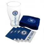 Chelsea FC Mini Bar Set Pint Beer Glass Towel Coasters Football Official License
