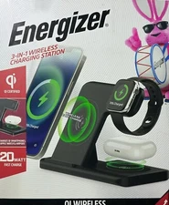 Energizer 3-in-1 Wireless Fast Charging Station "QI Certified" ( New Sealed Box)