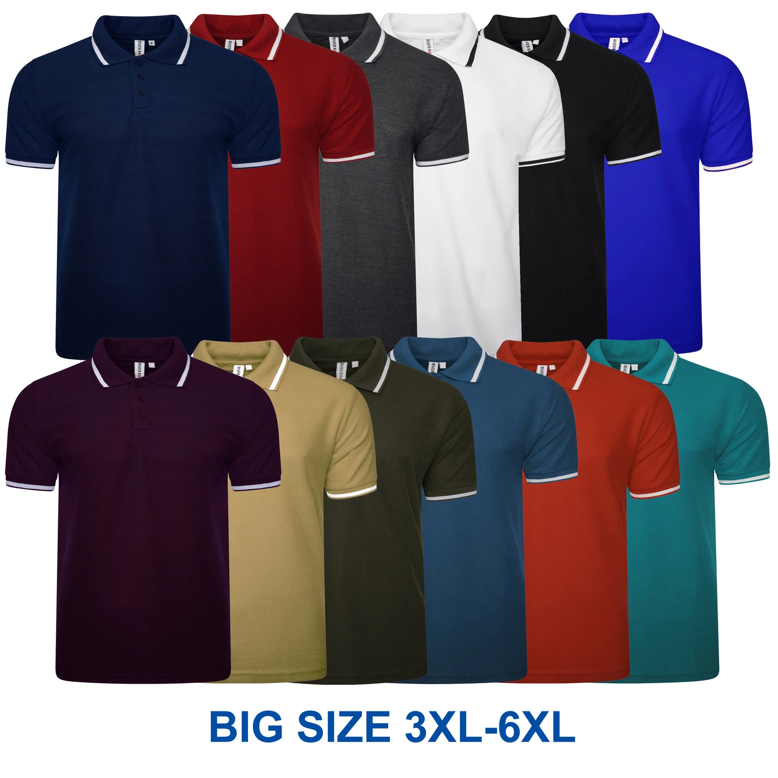 Mens Big & Tall Size Polo Shirt Short Sleeve Tipping Collar King Tshirt 3XL- 6XL
Opens in a new wind