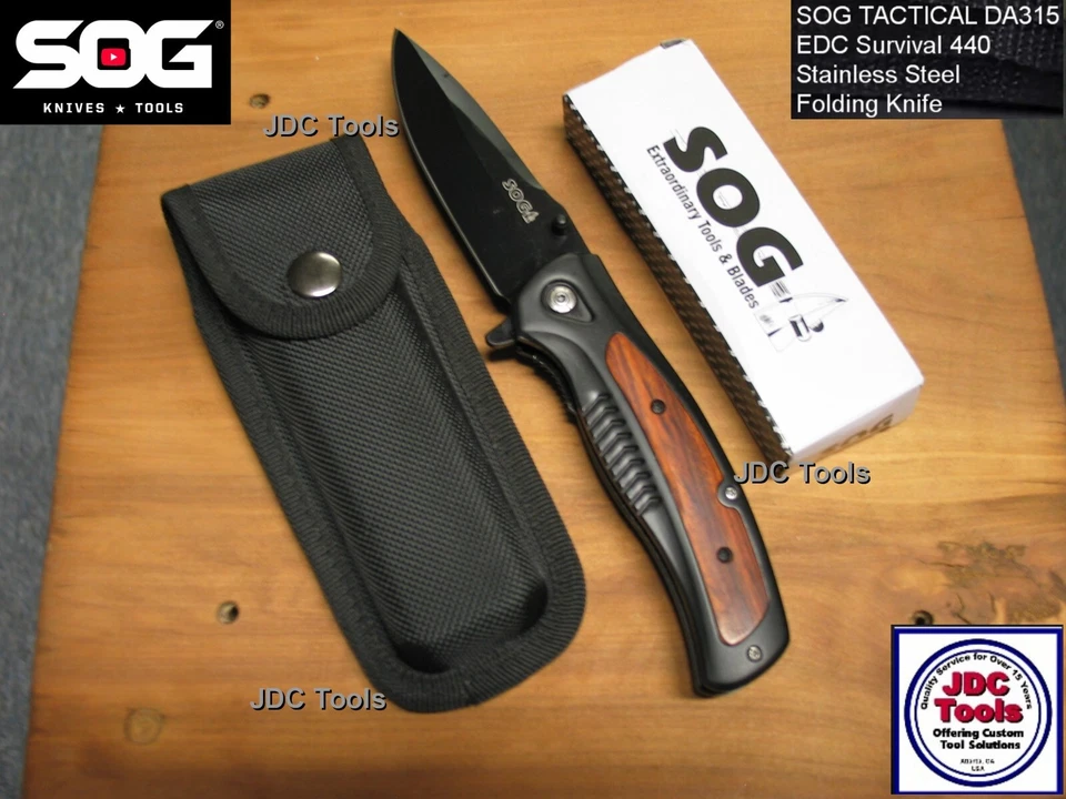 Cuchillo de Bolsillo SOG Exterior Plegable Pesca Camping Táctico Negro Asistente de Resorte Foto 2 de 4