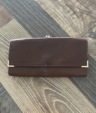 Princess Gardener Brown Leather Kiss Lock Wallet Full Grain Cowhide #32