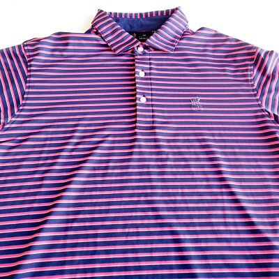 The Heritage Collection Golf Polo Shirt Mens Large Red Blue Stripe Performance 