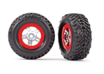 Traxxas 1/16th Mini-Slash Short Course Race Truck Tires/Red Wheels