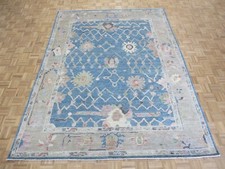 7'11 x 10'4 Hand Knotted Denim Blue Colorful Turkish Oushak Oriental Rug G14383