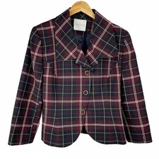 Doncaster Plaid Wool Blazer Jacket Maroon Black Yellow Gold Sz 10 Dark Acadamia