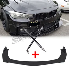 70"Glossy Black Front Bumper Lip Splitter Spoiler+ 15CM Strut Rods For CHRYSLER