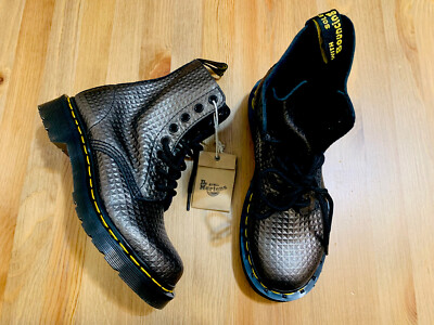 Dr. Martens Pascal 1460 embossed studded leather boots metallic NWOB size 5