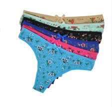 Women's cotton floral printed thong underwear lingerie knickers brief xPack of 3