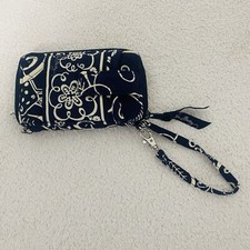 Vera Bradley Wristlet Twirly Birds Navy Blue White Cigarette Credit Card Money