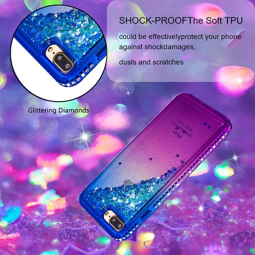 Funda para iPhone 7 Plus/8 Plus con brillo líquido diamante parachoques para niñas - Imagen 17 de 25
