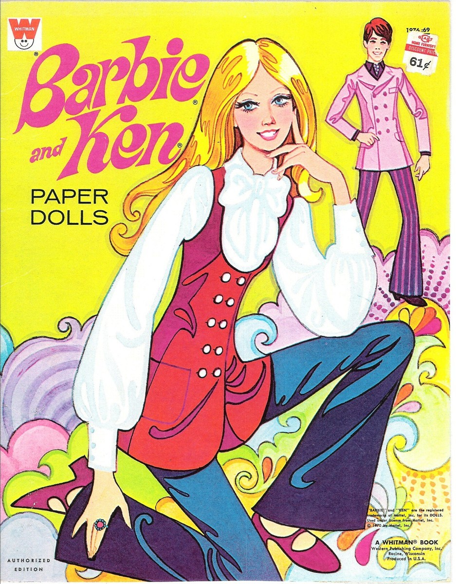 VINTAGE UNCUT 1970 BARBIE KEN PAPER DOLLS~#1 TOP REPRODUCTION