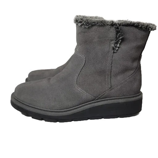Clarks Ivery Opal Ankle Boot,  Dark Grey Warm Lined Suede, 6 1/2 M Fall Winter