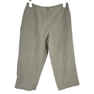 LIZSPORT Liz Claiborne Capri Pant 14 Linen Cotton Cropped Woven Float Front Nice