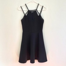 SPARKLE FADE URBAN OUTFITTERS Mesh Panel High Neck Skater Dress Black Mini Small