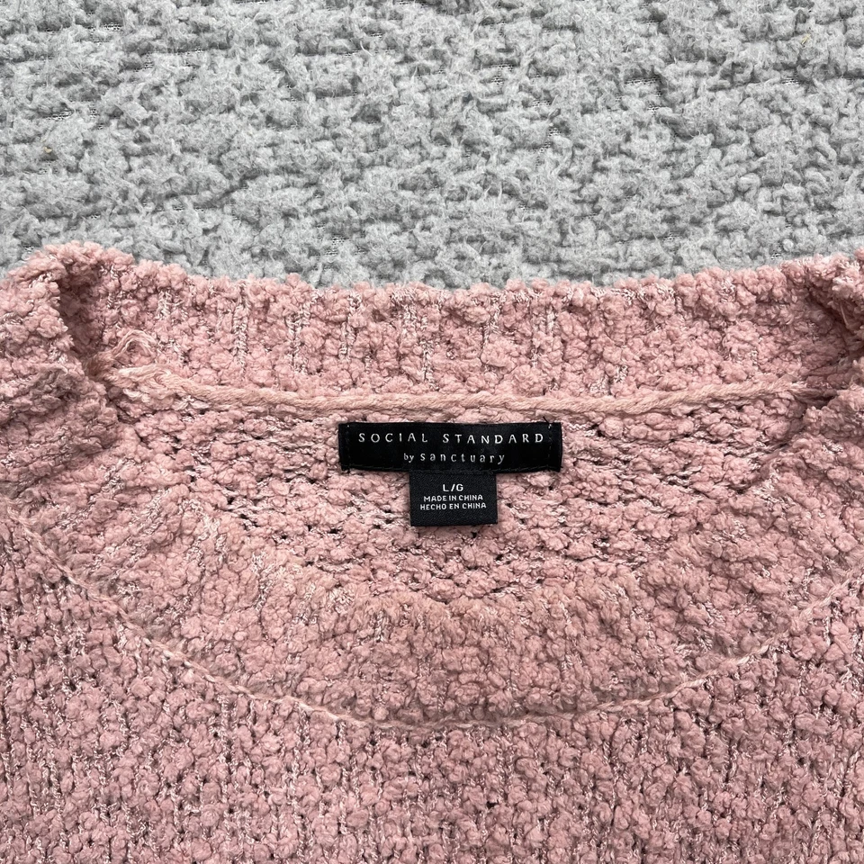 Suéter Social Standard Sanctuary Mujer Grande Rosa Grueso Tejido Cara Crew Foto 2 de 4