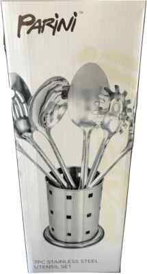 Parini Cookware 7PC Polished Stainless Steel Utensil Set NEW IN BOX ...