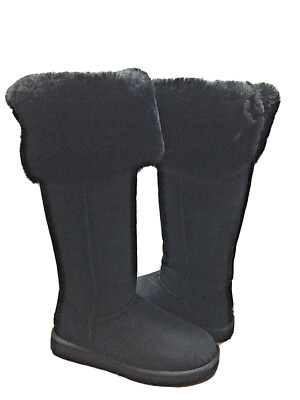BOUTON BAILEY UGG OVER THE KNEE NOIR DOUBLÉ PEAU collections DE MOUTON US 6 / EU 37 / UK 4