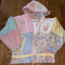 Vintage 90s Izzy  s Kids Cotton Lined Floral Zip Up Hooded Jacket Girls Size 5/6