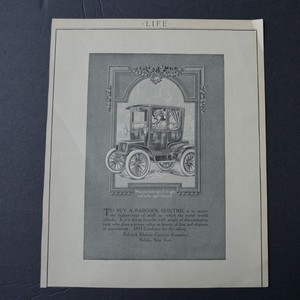 Antique 1911 Life Magazine Advertisement Babcock Electric Carriage Car Company