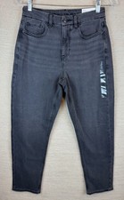 American Eagle Curvy Mom Jeans Super High Rise Black Wash Denim Size 4 Short NEW