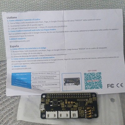 keyestudio ReSpeaker 2-Mic Pi HAT v1.0 KS0314 Audio-Dev Board I2C RGB Speaker